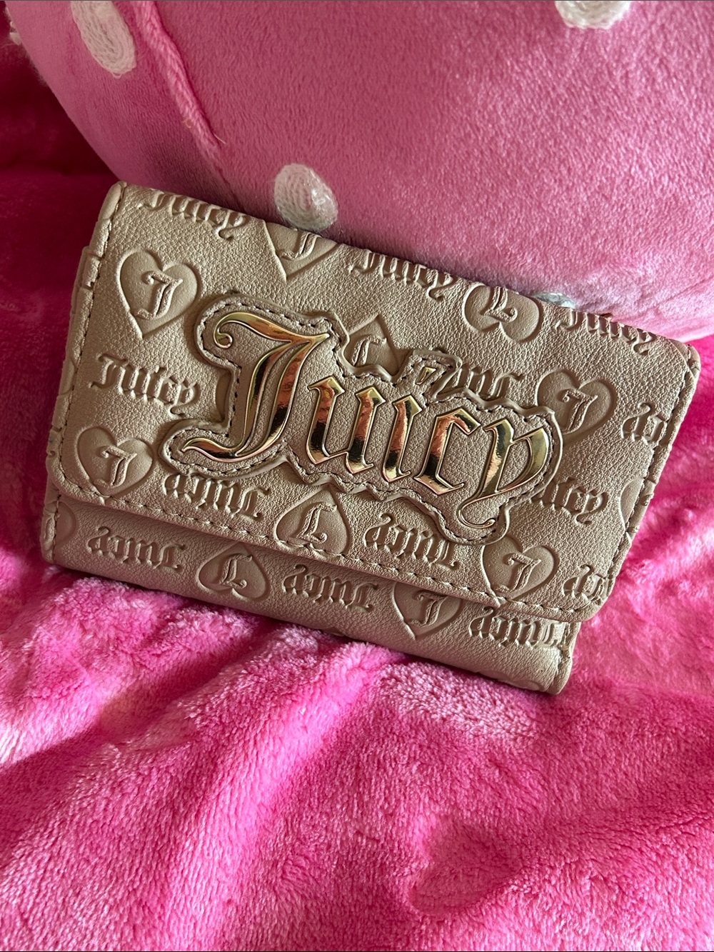 Juicy Couture Metallic Champagne Embossed Logo Wallet